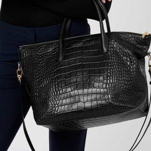 EUC - Cuyana Croc-Embossed Leather Bag Top Zip
